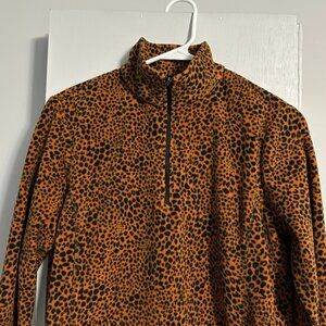 Lands' End Animal Print 1/4 Zip Fleece Pull-over Women's Size‎ S